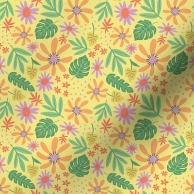 Isla Tropical Floral - Yellow, Small Scale