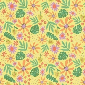 Isla Tropical Floral - Yellow, Small Scale
