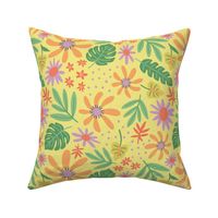 Isla Tropical Floral - Yellow, Large Scale