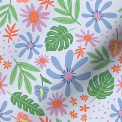 Isla Tropical Floral - Icy Violet, Medium Scale