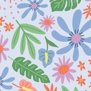 Isla Tropical Floral - Icy Violet, Large Scale