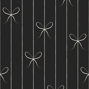 bows _ creamy white_ raisin black _ black and white fine line stripe