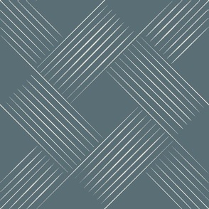 Contemporary Geometric Trellis Weave _ Creamy White_ Marble Blue _ Diagonal Lines