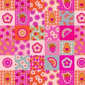 SUMMER FRUITS PATCHWORK-PINK