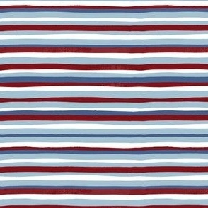 Thick Watercolor Stripes Red Light Blue white small scale