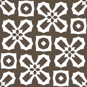 Brown and White Geometric  Florals