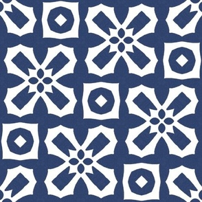 Blue and White Geometric Florals