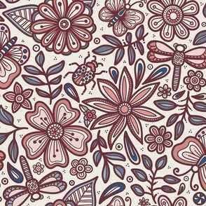 Doodle Floral Garden - Boho Floral Pattern