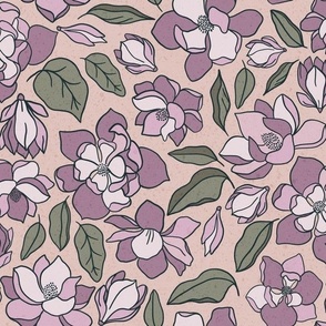 Magnolias - Pink, purple, green