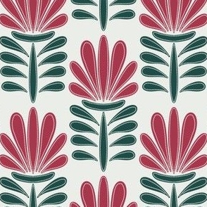 Floral Abstract - Red and Green