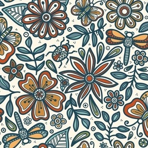 Doodle Floral Garden - Vintage 