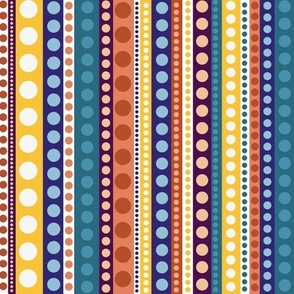 Dots and Stripes - blue, orange, yellow,white