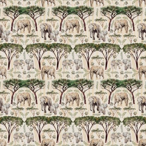 Watercolour Elephant Safari Neutral Small