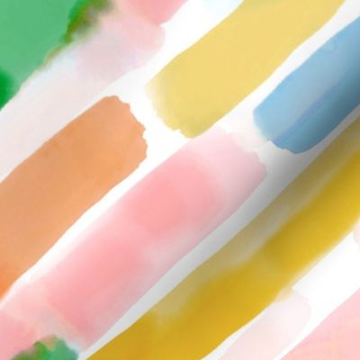 dreamy watercolor diagonal dashes stripe vibrant small scale