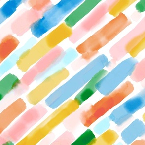 dreamy watercolor diagonal dashes stripe vibrant small scale
