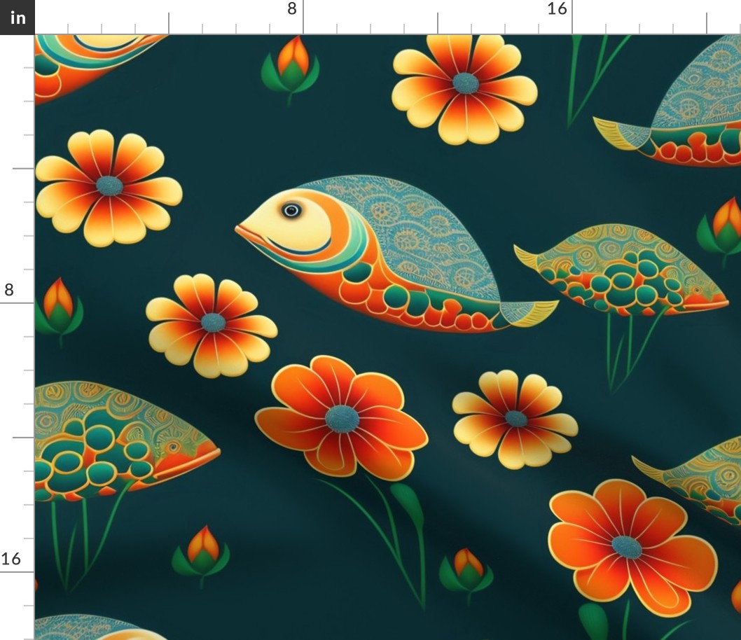 Aquarium fish flower pattern