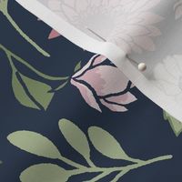 Maya Boho Floral - Navy, Large Scale