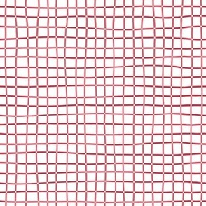 Thin Plaid Check Dark Pink on White small scale 4 x 4