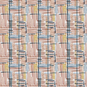 Geometric Watercolor - hand drawn lines forming a grid small - mid century decor - midcentury modern home