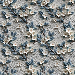 Ivy Grace Dogwood Vine Stucco - Blue Wallpaper 