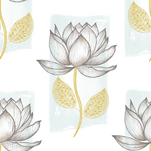 White lotus with gold leaves