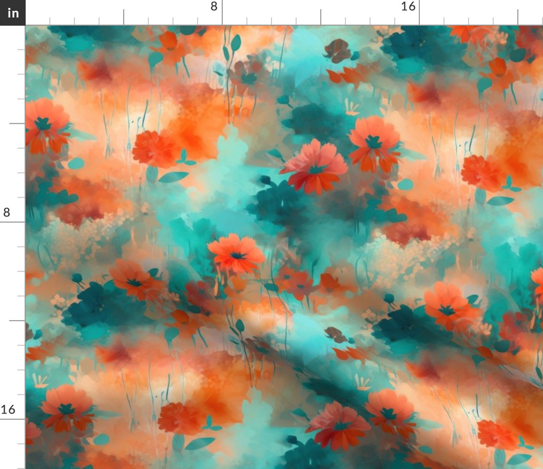 Orange Abstract Floral 