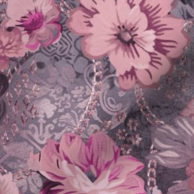 Decorative Floral Vintage Tapestry Design Pink Purple Smaller Scale