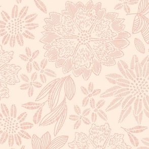 Wedding dress lace florals - blush 12"