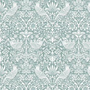 STRAWBERRY THIEF IN WOODLAND TEAL - WILLIAM MORRIS - smaller repeat