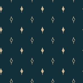 Piqued Interest- shabby diamonds in navy and gold, mountain cottage fabric