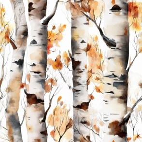 Watercolour Birch Trees