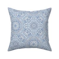 Small Lace Kaleidoscope painted - white and blue