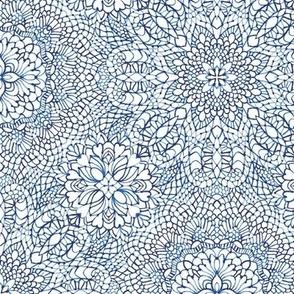 Small Lace Kaleidoscope painted - white and blue