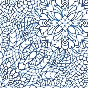 Large Lace Kaleidoscope painted - white and blue