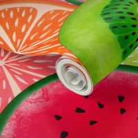 Juicy summer sliced up tropical fruits large