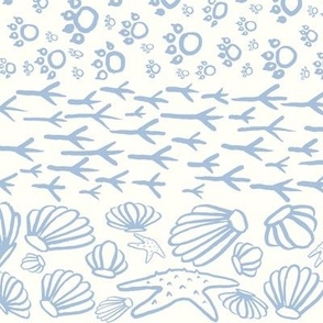 Beach Doodles (Jumbo) - Sky Blue on Neutral  White  (TBS105) 