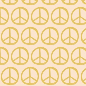 Peace Signs Cream and Mustard Large