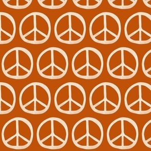 Peace Signs Sienna Orange and Cream Large