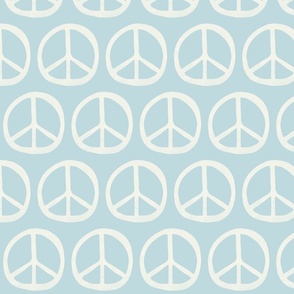 Peace Signs Dusty Blue and Cream Large