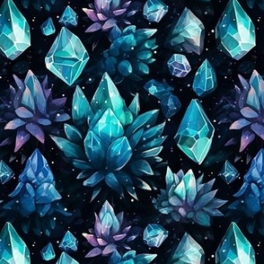 Enchanted Crystals : Teal Blue Purple Black