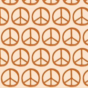 Peace Signs Cream and Sienna Orange Large