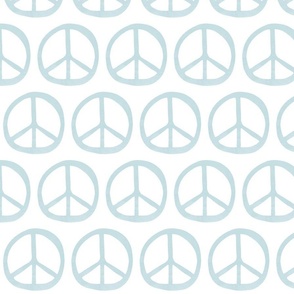 Peace Signs White and Dusty Blue Large