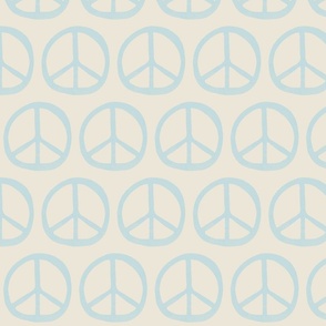 Peace Signs Cream and Dusty Blue Large