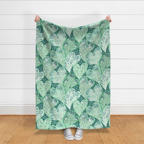 boho sage green hearts wallpaper scale