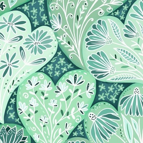 boho sage green hearts wallpaper scale