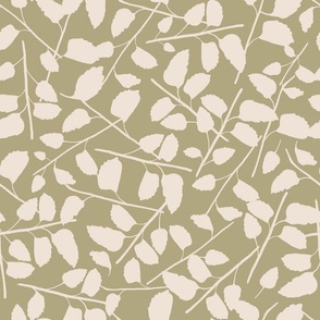Light Green and Cream Leaves, Autumn Fall Floral, Medium