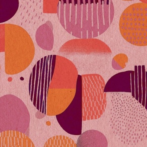 Coral, Plum and Gold Abstract Minimalism