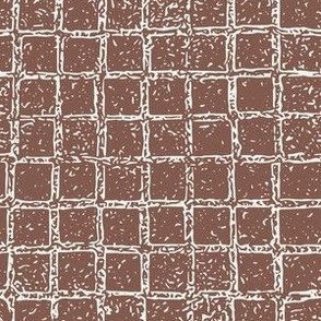 Checkered Plaid Tile, Red Rust Brown, Small