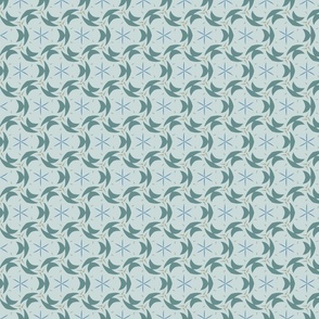 Cyan and Sage Reuleaux Pattern / Small Scale 