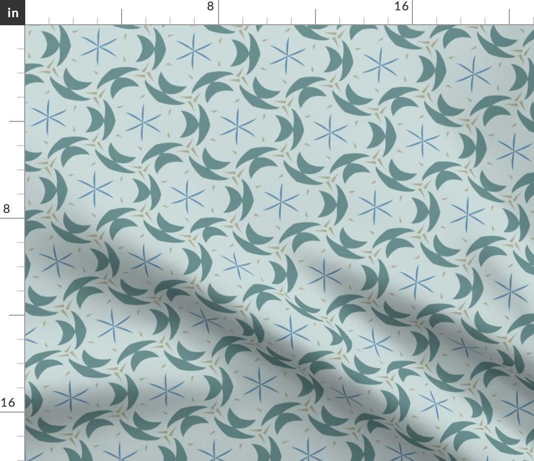 Cyan and Sage Reuleaux Pattern 